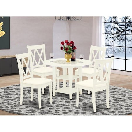 East West Furniture 5 Piece Sudbury Dining Set - Linen White SUCL5-LWH-C